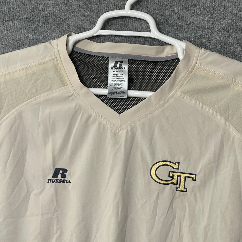 Vintage Russell GT Yellow Logo V Neck Sleeveless Vest Men's XL Georgia Tech Golf